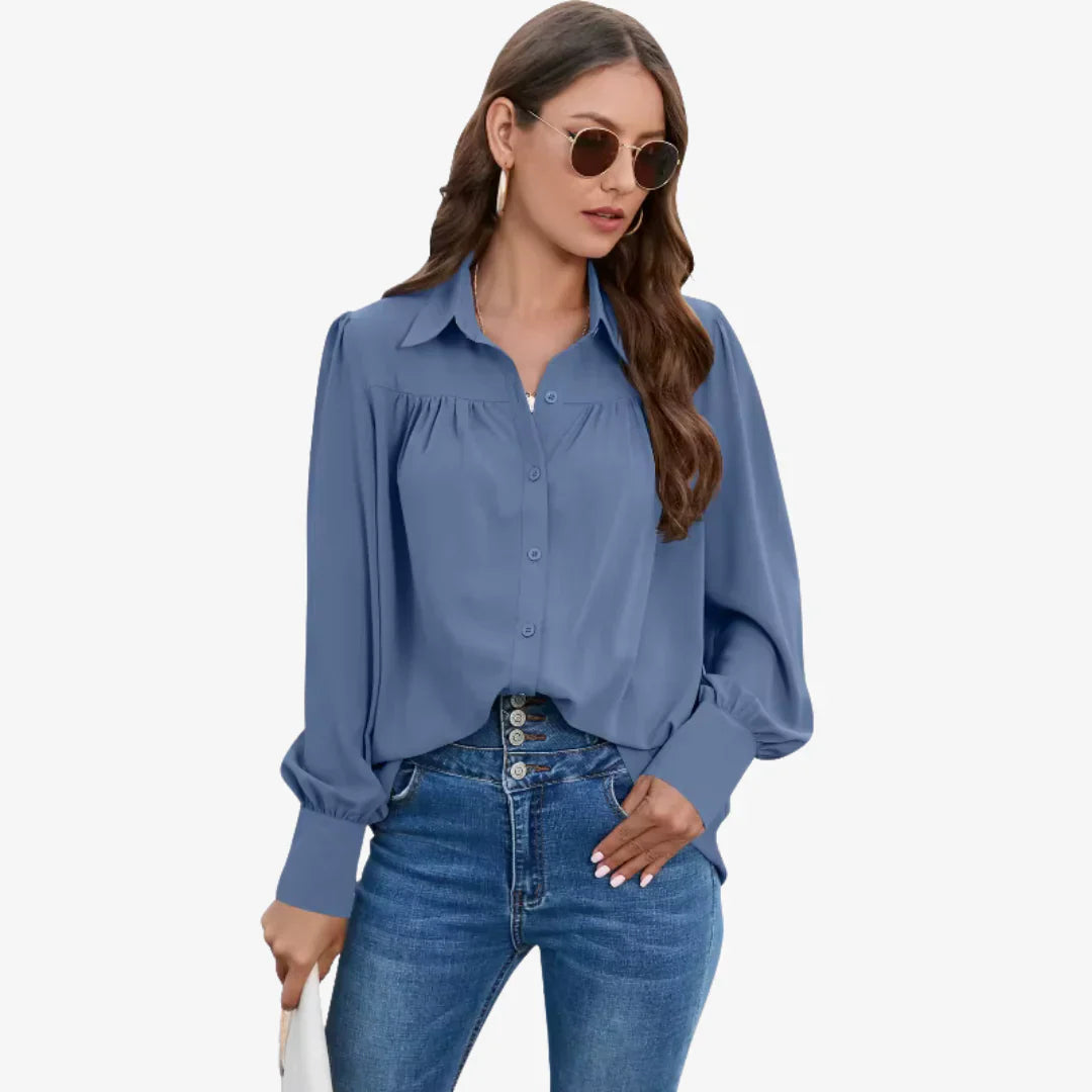 Bluse Damen mit Knopfleiste und langen Ärmeln