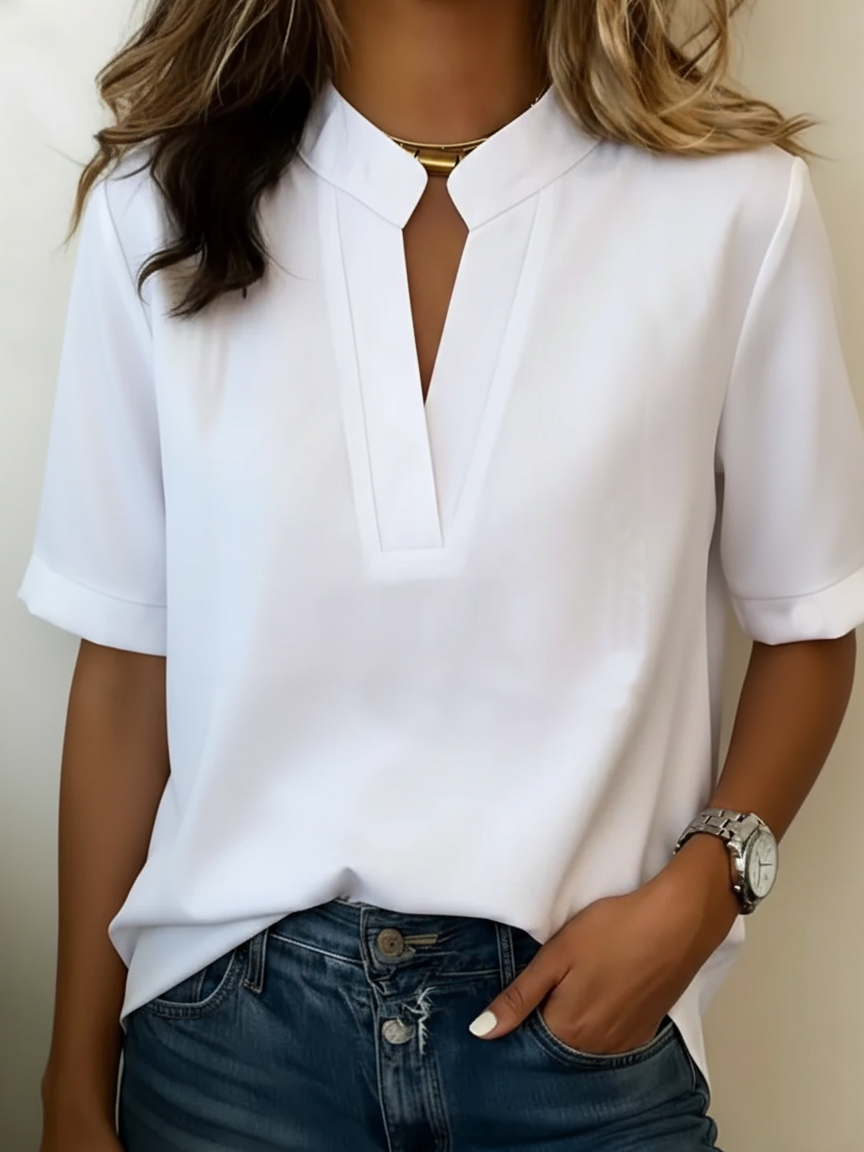 Udeshika - Elegante Bluse Mit Raffiniertem Kragen