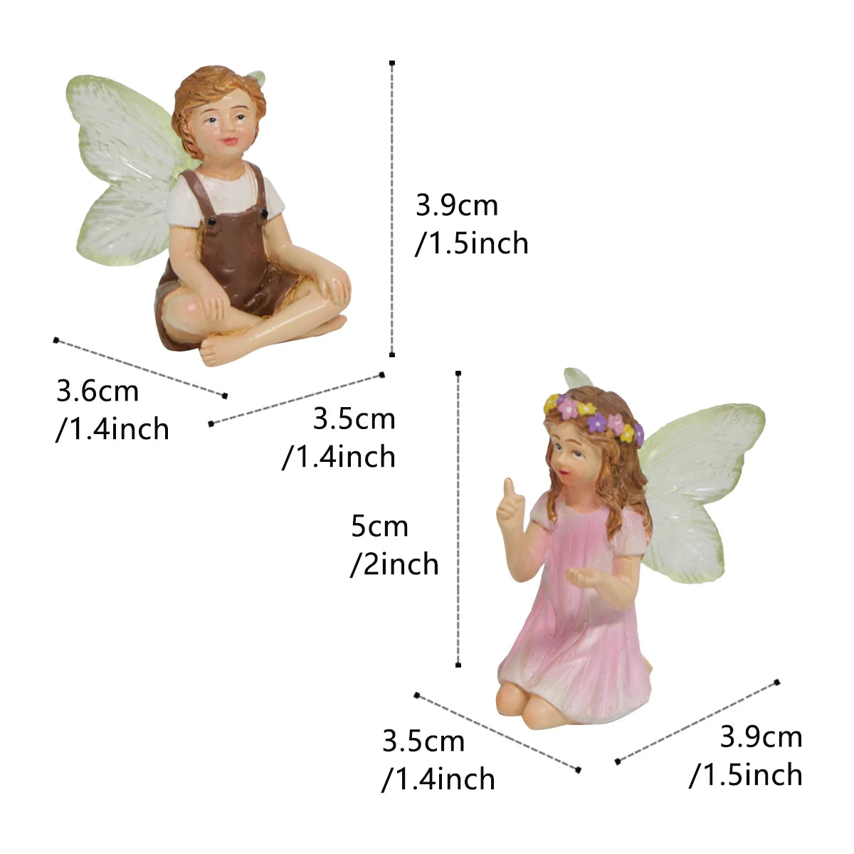 FeenGlanz Gartenzauber Mini Feenfiguren Set mit 2 | Harz Tisch- und Gartendekorationen | Charmante Außenornamente