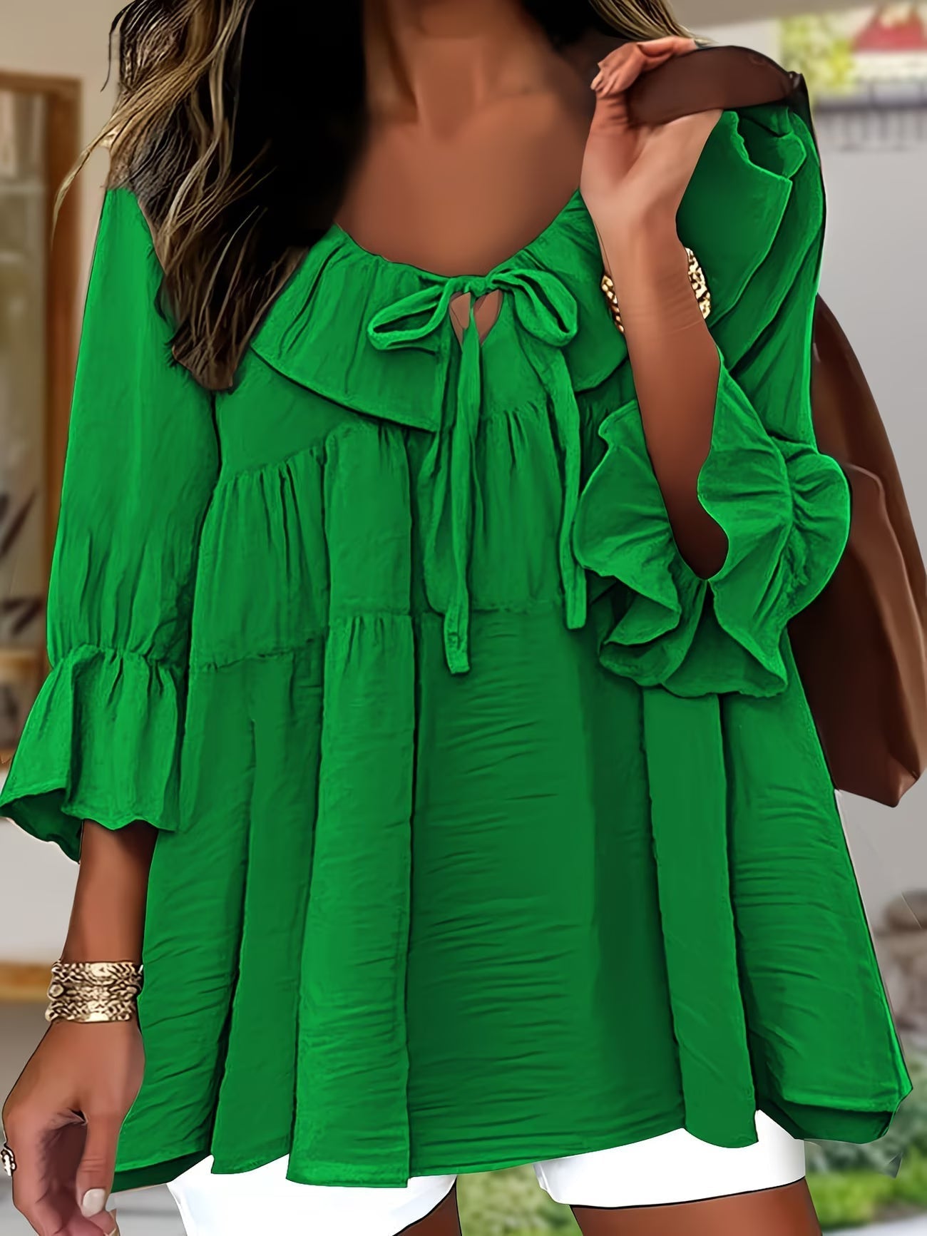 Garbine – Elegante Bluse Mit Rüschen Am Ausschnitt