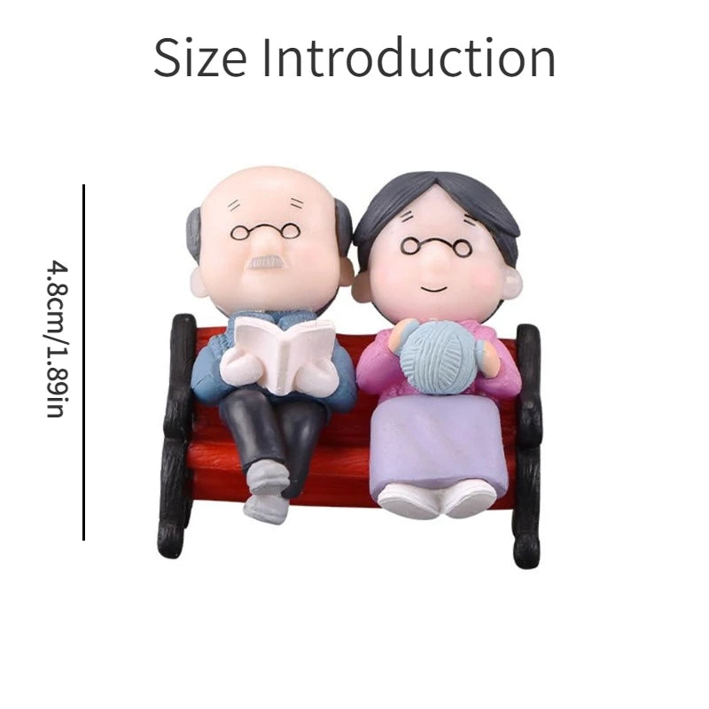 MiniLuv Figuren Set | Großmutter und Großvater Paar | Miniatur Garten- und Wohnkultur | PVC