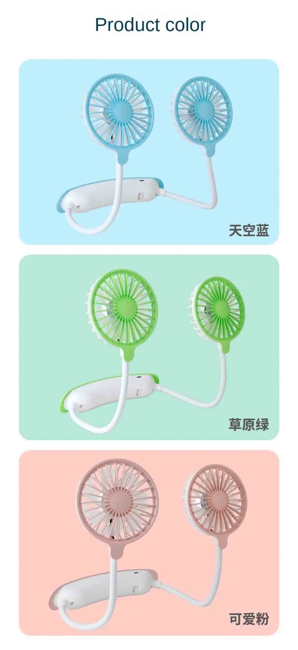 Breezino Mini Halsventilator | USB Wiederaufladbarer Nackenventilator | 30 cm Tragbarer Ventilator für Sport, Büro & im Freien