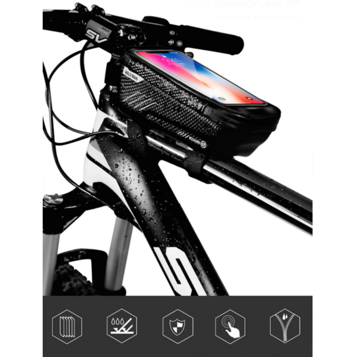 Fahrrad-Rahmentasche mit Touchscreen-Fenster