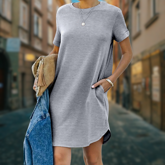 lisa - Lässiges kurzärmeliges T-Shirt-Kleid mit Taschen