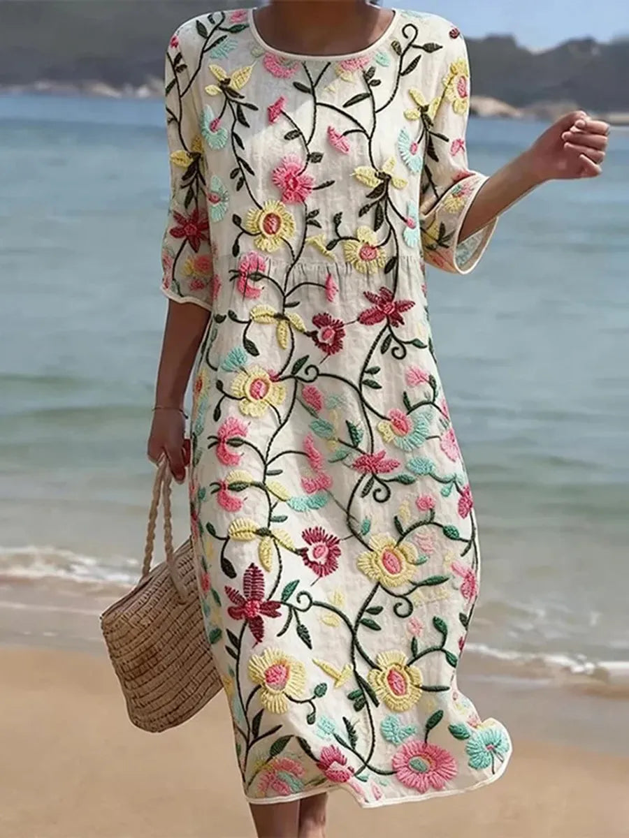 Jilynn – Maxikleid Mit Blumenstickerei