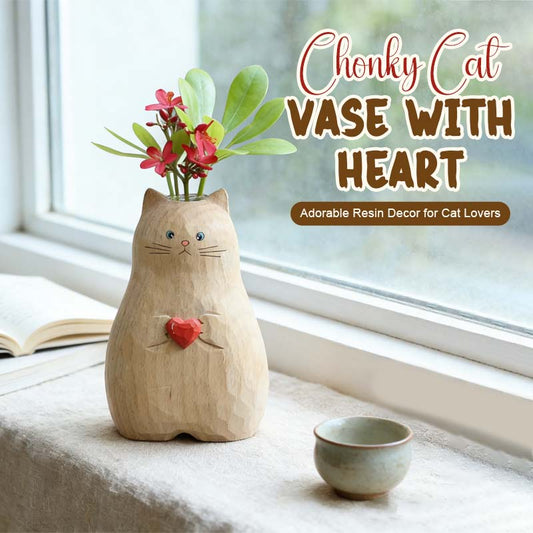 Chonky Cat Vase mit Herz