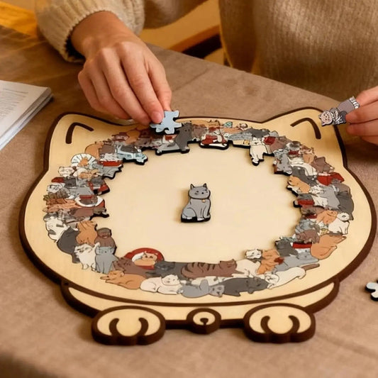 CatPuzzle - Holzpuzzle Katze 135 Teile — Kunst, Ruhe & Stil vereint in einem Set