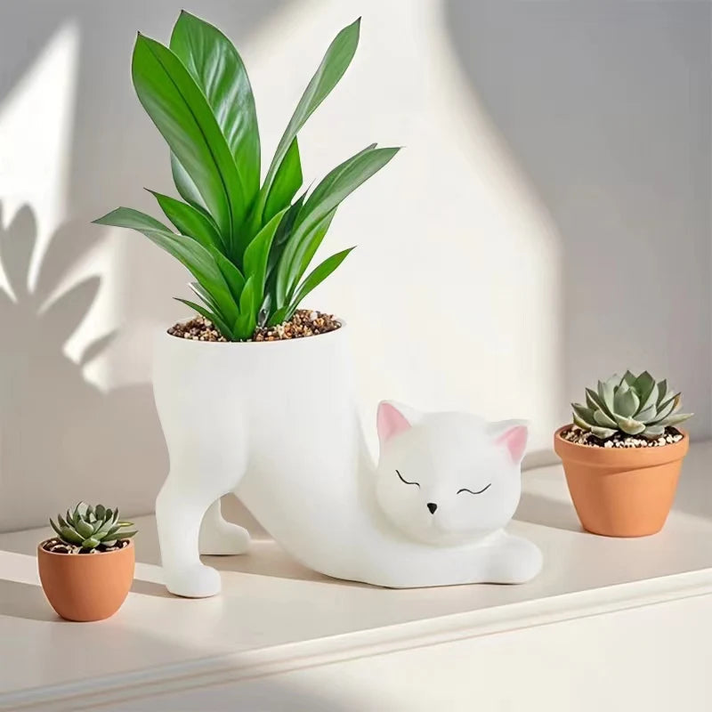 CatGarden Cartoon Katzen Schwanz Blumentopf | Innovatives Pflanzen Dekor | Sukkulenten & Kakteen für Garten, Balkon & Zuhause