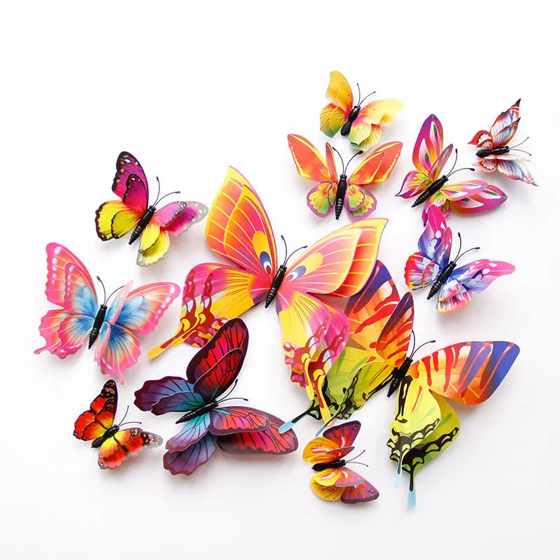 Walloria 3D Schmetterlings-Wandsticker-Set | 12 Stück | Magnetisch & Doppellagig