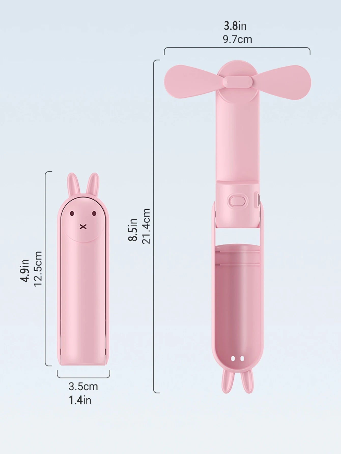 BreezeBuddy Mini USB Handventilator | Wiederaufladbarer Tragbarer Tischventilator | Cartoon-Stil | Faltbares und Kompaktes Design