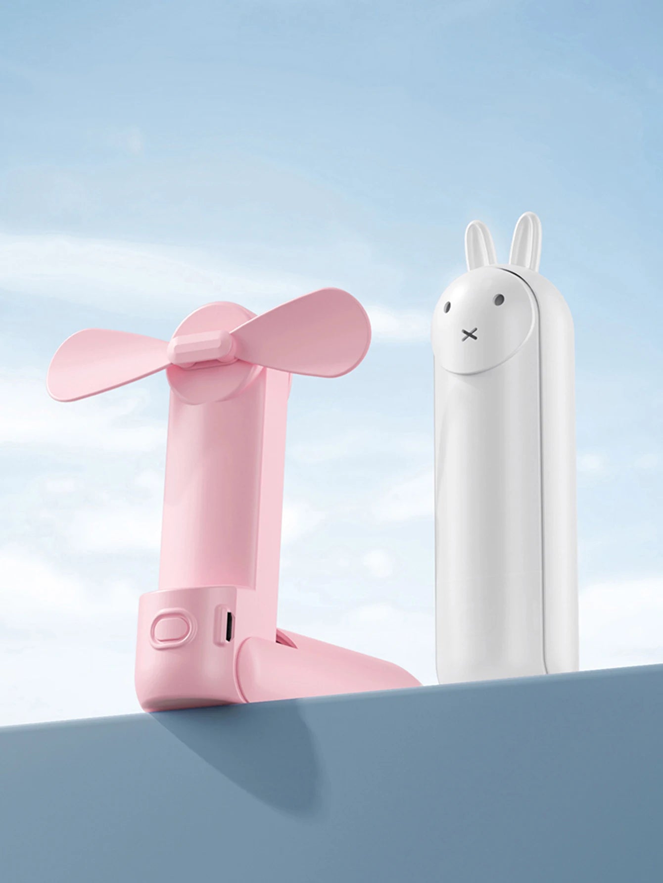 BreezeBuddy Mini USB Handventilator | Wiederaufladbarer Tragbarer Tischventilator | Cartoon-Stil | Faltbares und Kompaktes Design