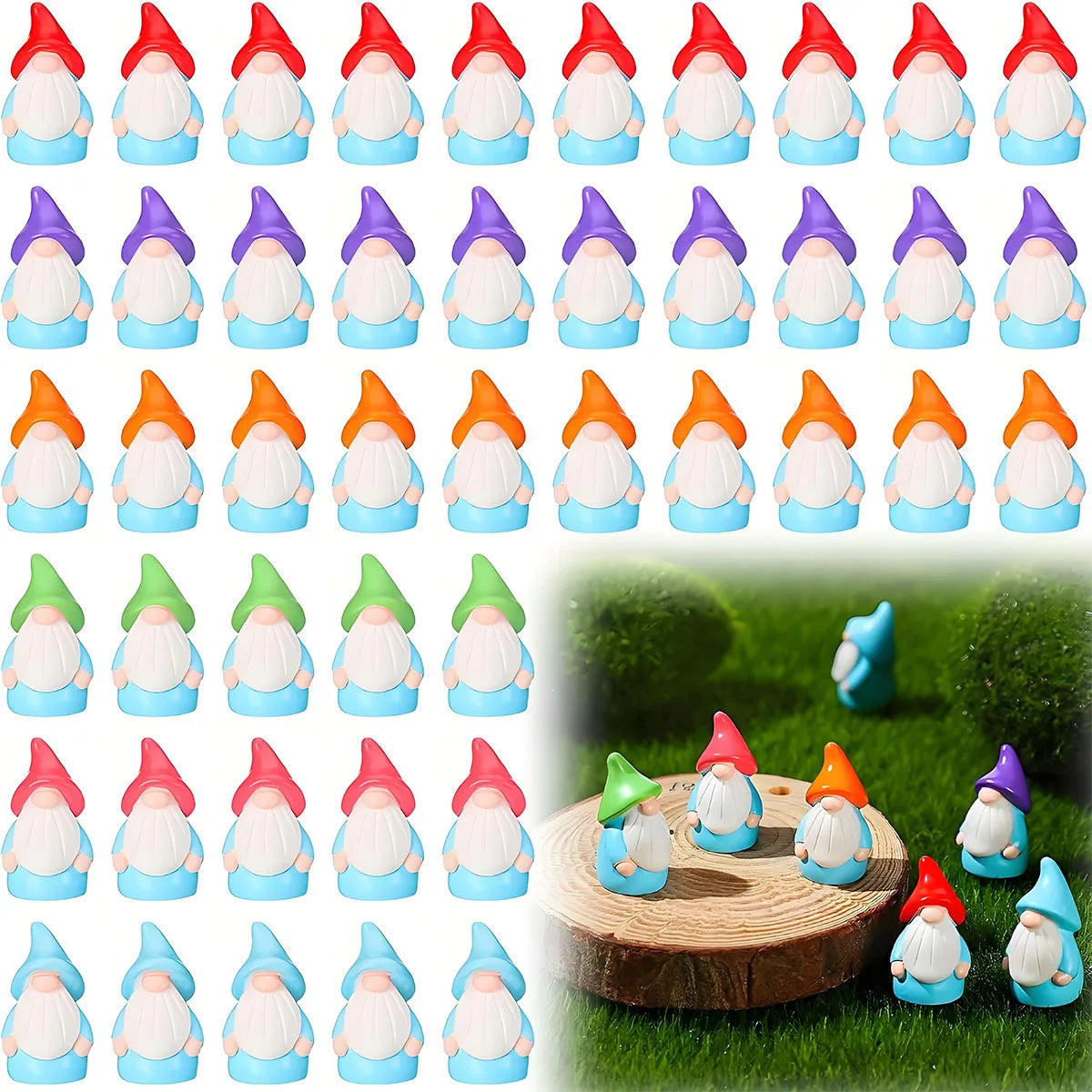 WichtelWunder Gartenwelt Mini-Gnom-Set 10 Stück | Harzfiguren | Lebendige Feengartendekorationen