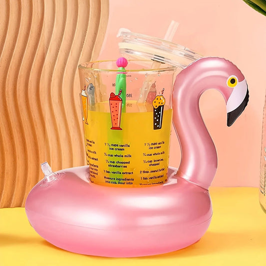 FloataCup Aufblasbarer Flamingo Getränkehalter | Schwimmender Pool-Getränkehalter | Tragbarer Getränkeuntersetzer