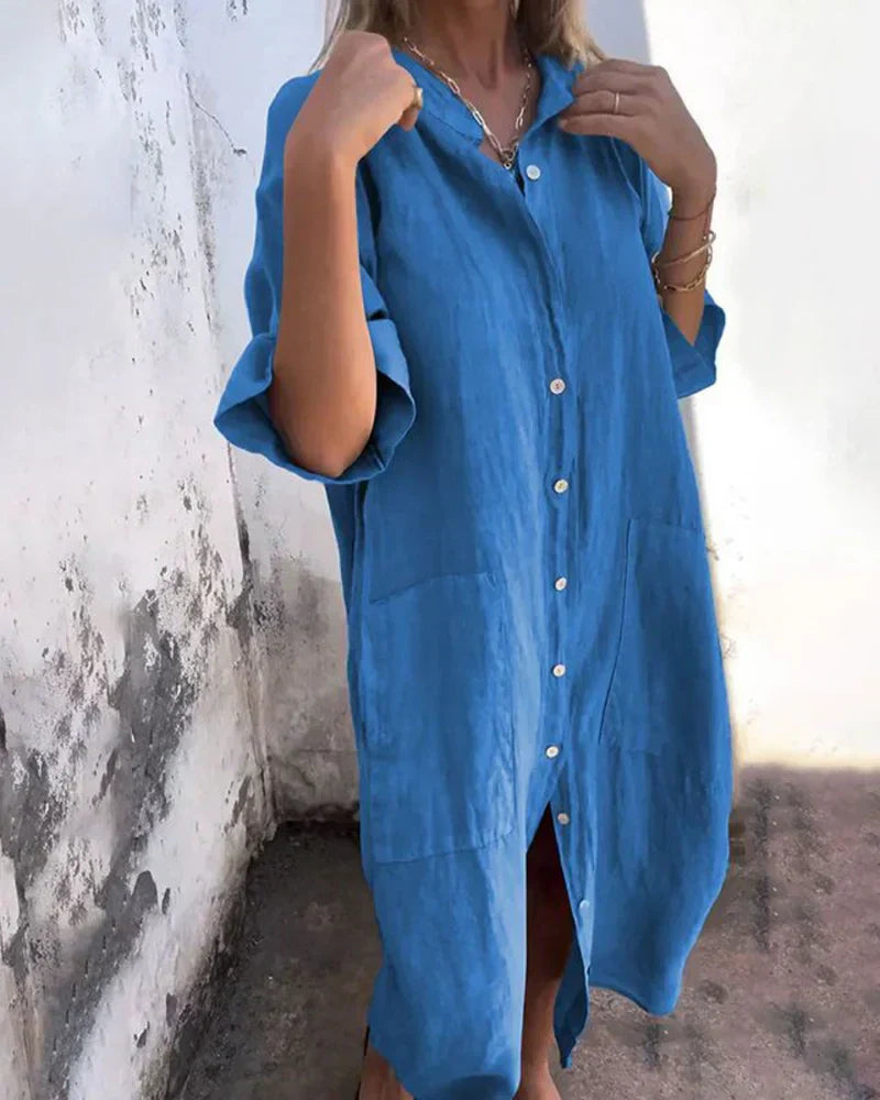 Aguilera – Stilvolles Hemd Kleid Mit Knöpfen