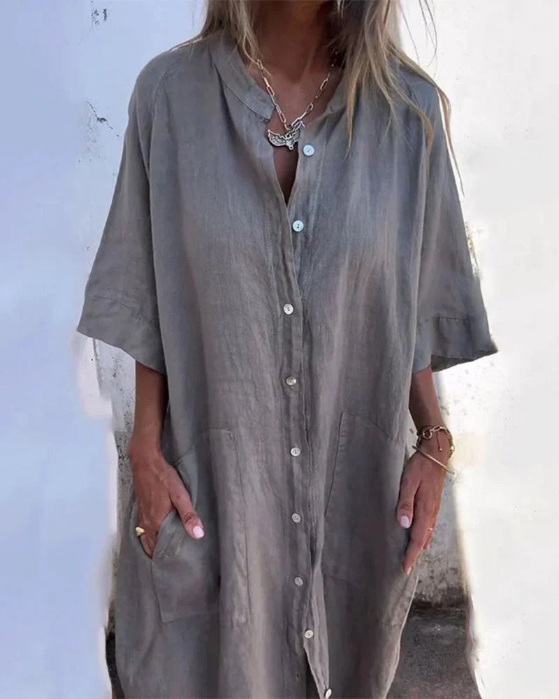 Aguilera – Stilvolles Hemd Kleid Mit Knöpfen