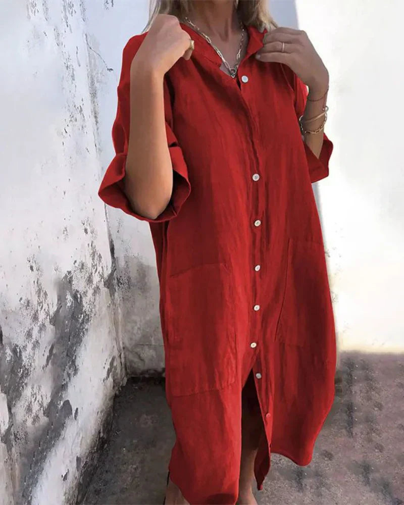 Aguilera – Stilvolles Hemd Kleid Mit Knöpfen