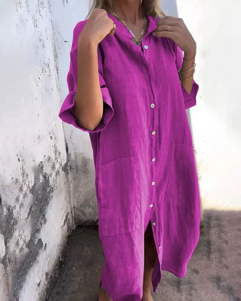 Aguilera – Stilvolles Hemd Kleid Mit Knöpfen