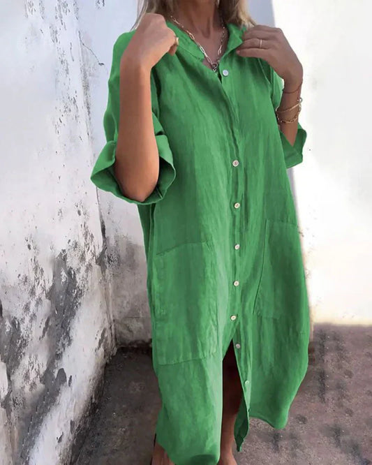 Aguilera – Stilvolles Hemd Kleid Mit Knöpfen