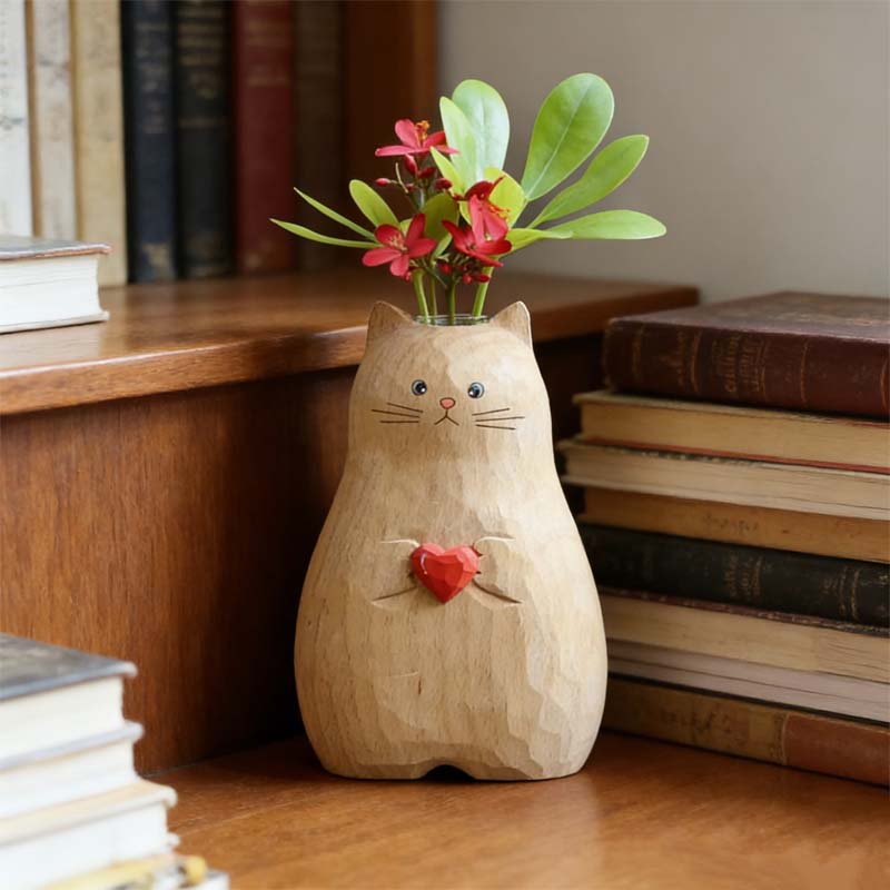 Chonky Cat Vase mit Herz