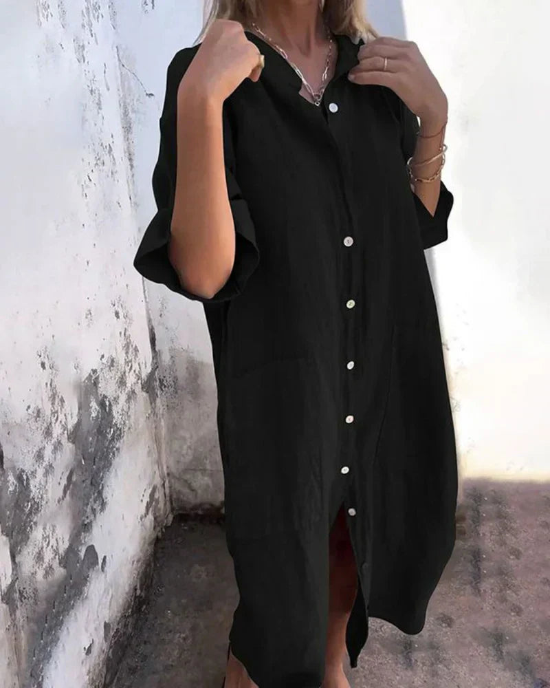 Aguilera – Stilvolles Hemd Kleid Mit Knöpfen