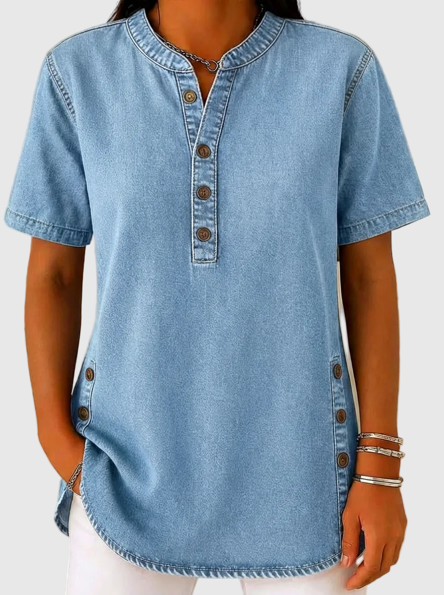 Julina – Jeansbluse Mit Lockerer Passform
