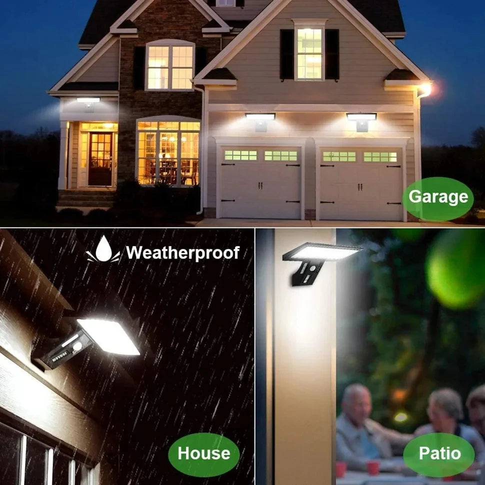Solavaro Solar-Wandlicht mit Bewegungsmelder | 90 LEDs | IP65 Wasserdicht | Warmweißes Licht
