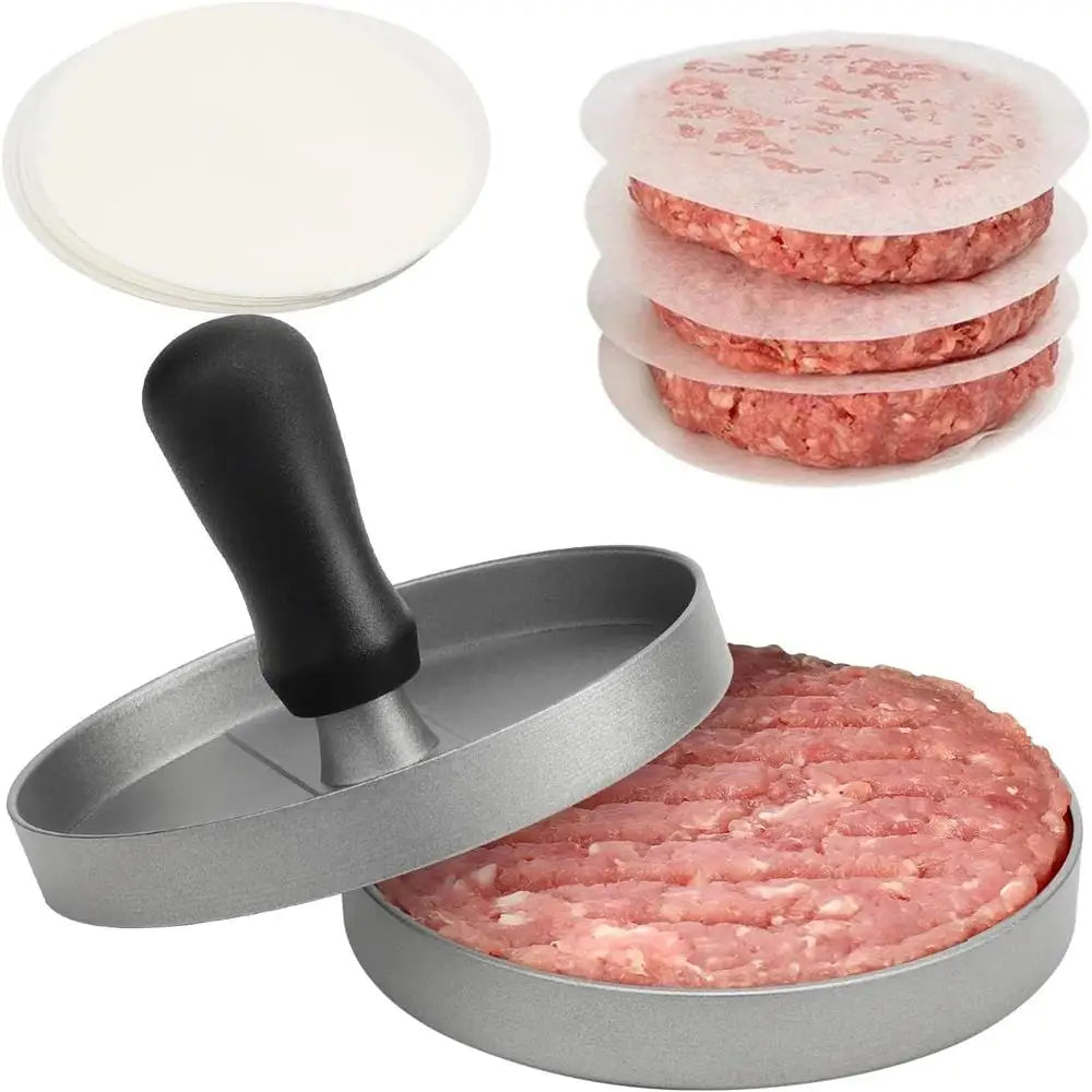 BurgerMeister Pro Hamburger-Patty-Macher | Aluminium Rundburgerpresse | Innovative Frühstückshilfe | 12×12×8 cm