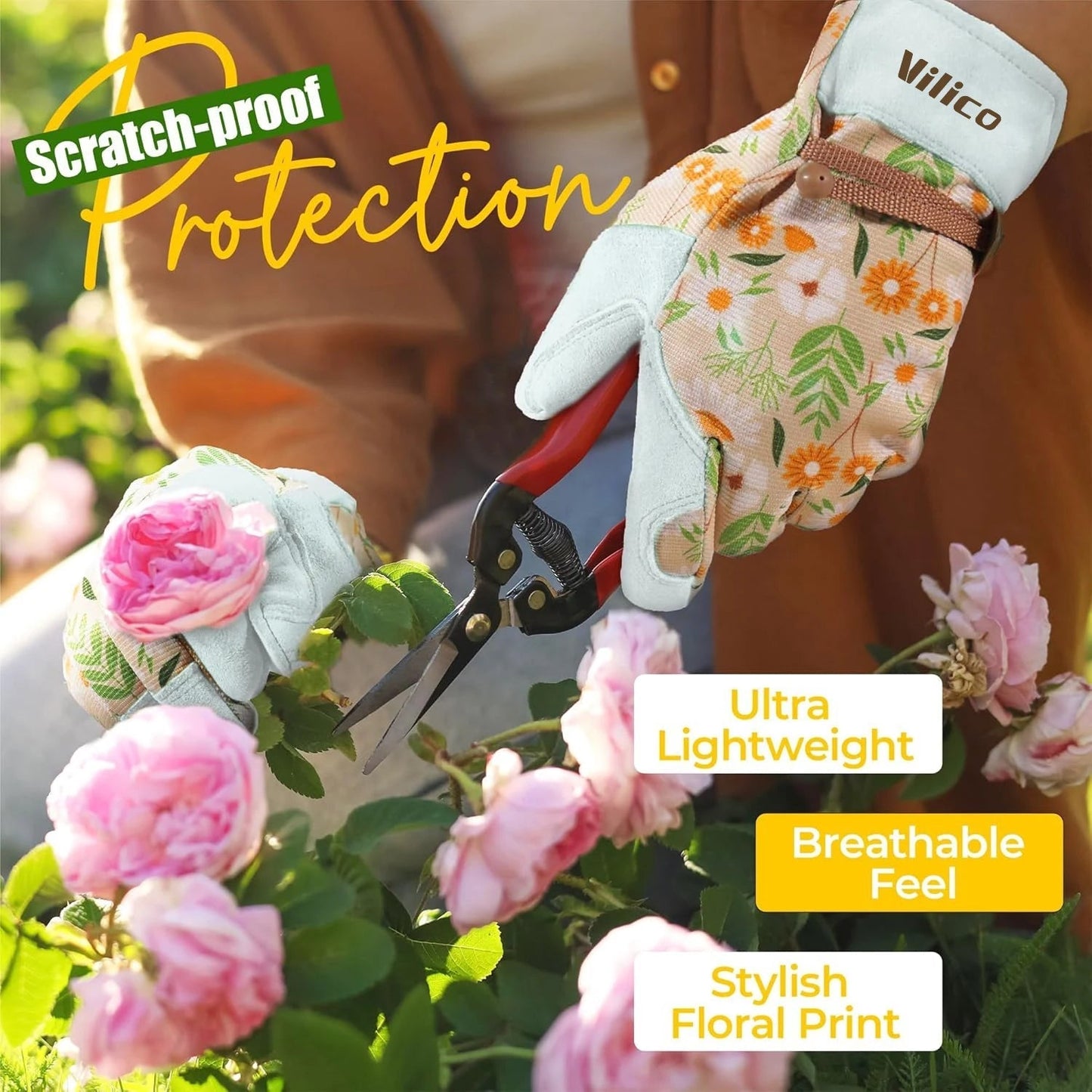Gardessa Lange Gartenhandschuhe | Schnittfest | Atmungsaktiv | Ellenbogenlang | Ideal zum Jäten, Pflanzen & Schneiden