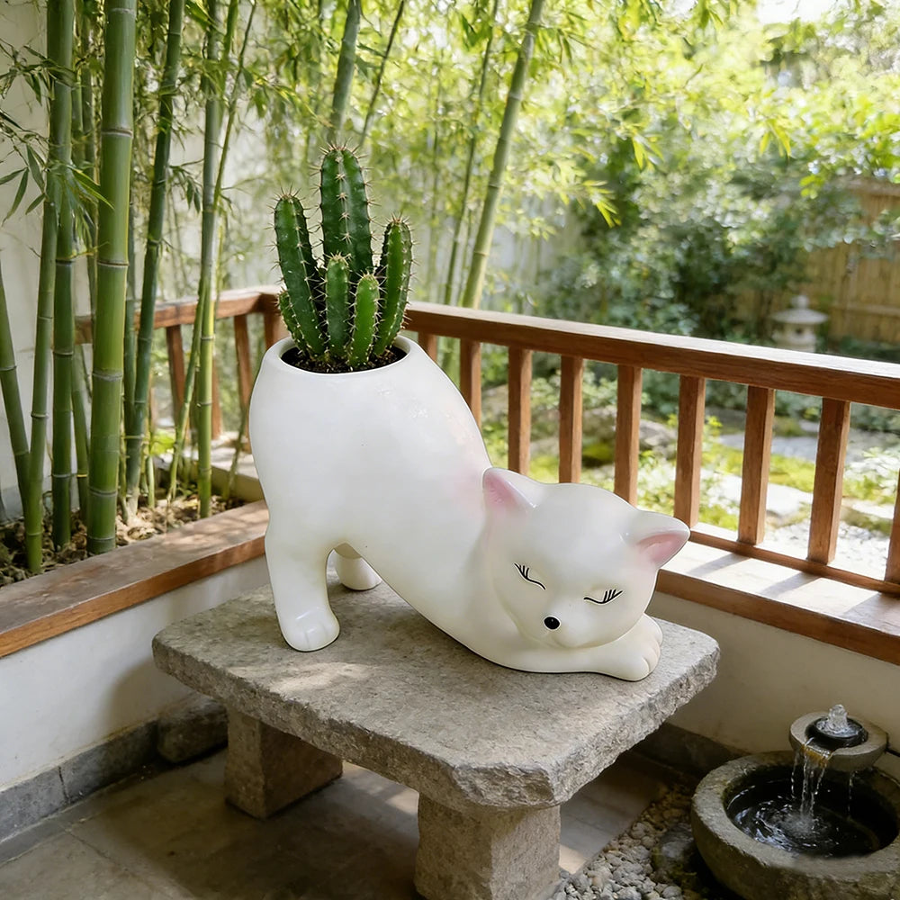 CatGarden Cartoon Katzen Schwanz Blumentopf | Innovatives Pflanzen Dekor | Sukkulenten & Kakteen für Garten, Balkon & Zuhause