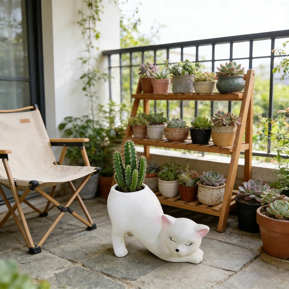 CatGarden Cartoon Katzen Schwanz Blumentopf | Innovatives Pflanzen Dekor | Sukkulenten & Kakteen für Garten, Balkon & Zuhause
