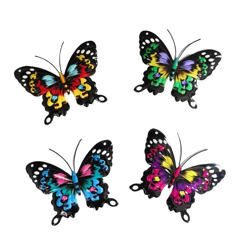 FLORAVENTO Metall-Schmetterlings-Wandkunst Set | 4er Pack | Rostbeständig | Geeignet für Garten & Zaun