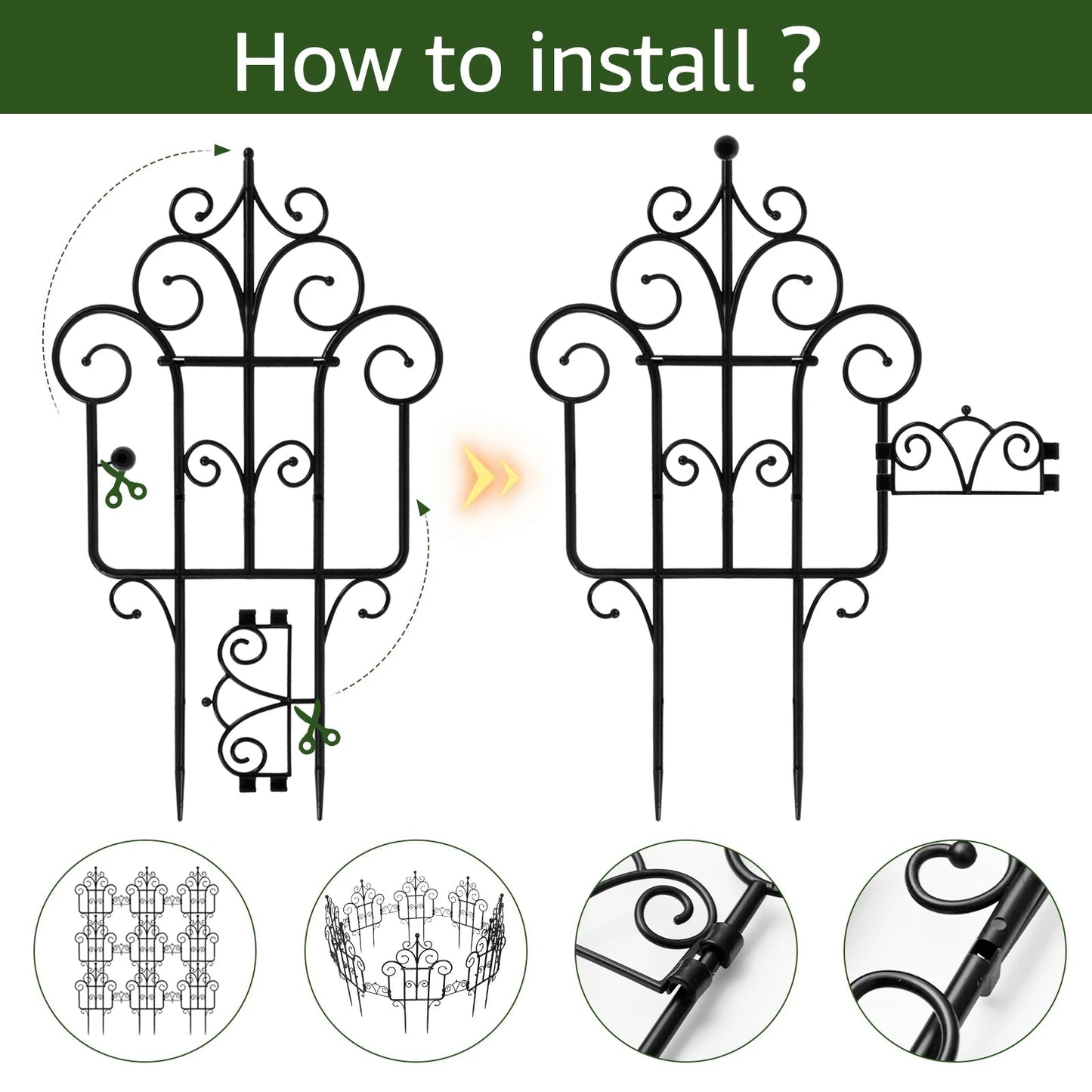 FlexiGarden Kunststoff Dekorativer Gartenzaun | 40 cm Höhe | Faltbar und Vielseitig | Packung mit 10 Stück