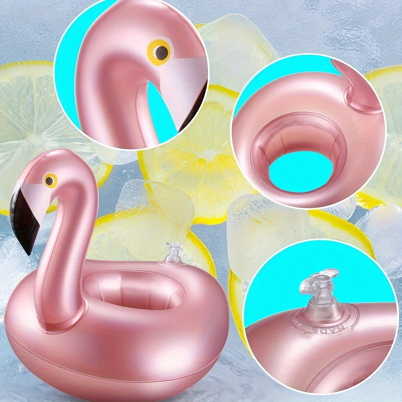FloataCup Aufblasbarer Flamingo Getränkehalter | Schwimmender Pool-Getränkehalter | Tragbarer Getränkeuntersetzer