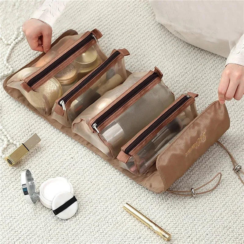 FlexiGlam Tasche 4-in-1 Abnehmbare Kosmetiktasche | Geräumig & Tragbar | Faltbarer Reise-Beauty-Organizer