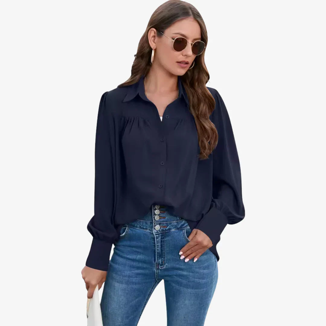 Bluse Damen mit Knopfleiste und langen Ärmeln