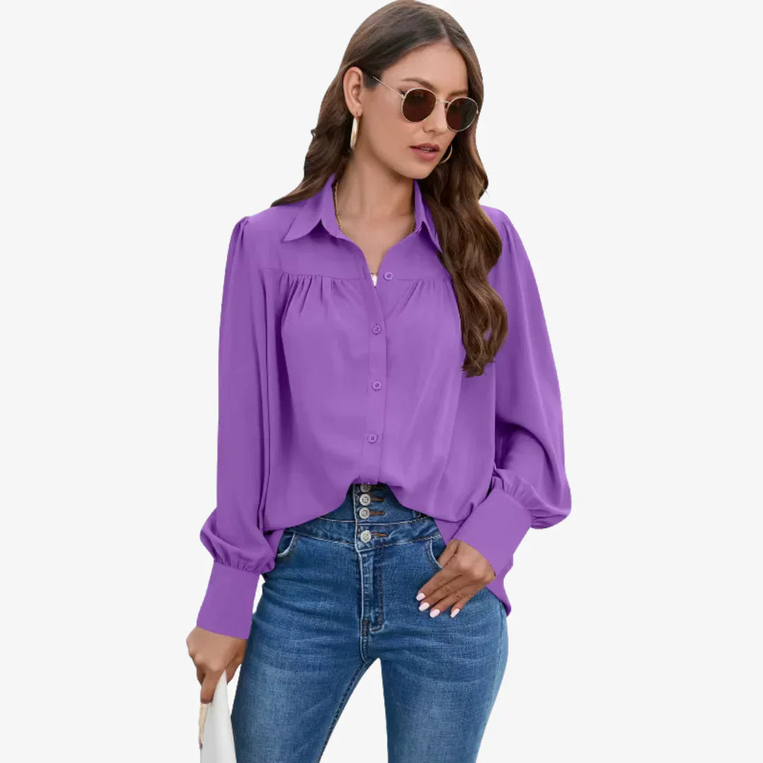 Bluse Damen mit Knopfleiste und langen Ärmeln