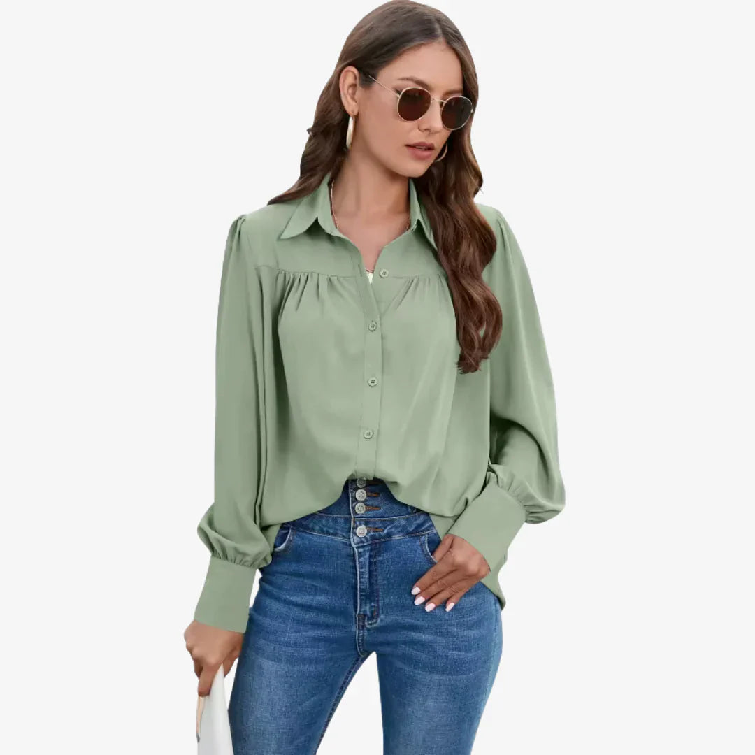 Bluse Damen mit Knopfleiste und langen Ärmeln