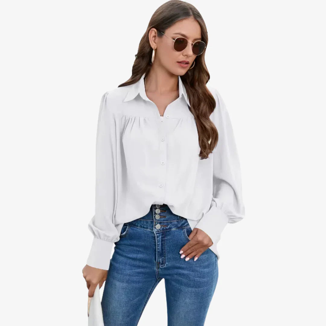 Bluse Damen mit Knopfleiste und langen Ärmeln