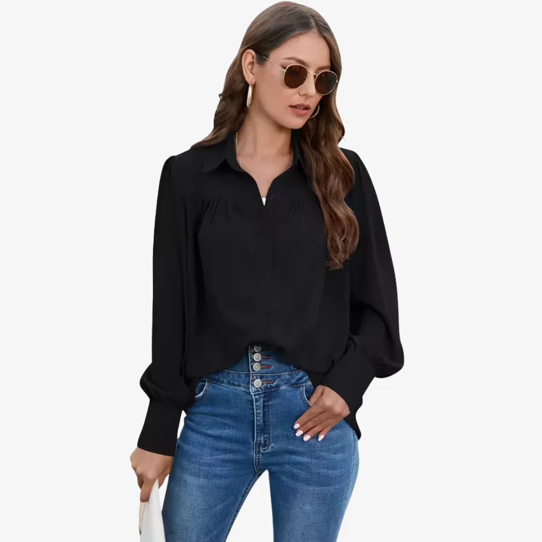 Bluse Damen mit Knopfleiste und langen Ärmeln