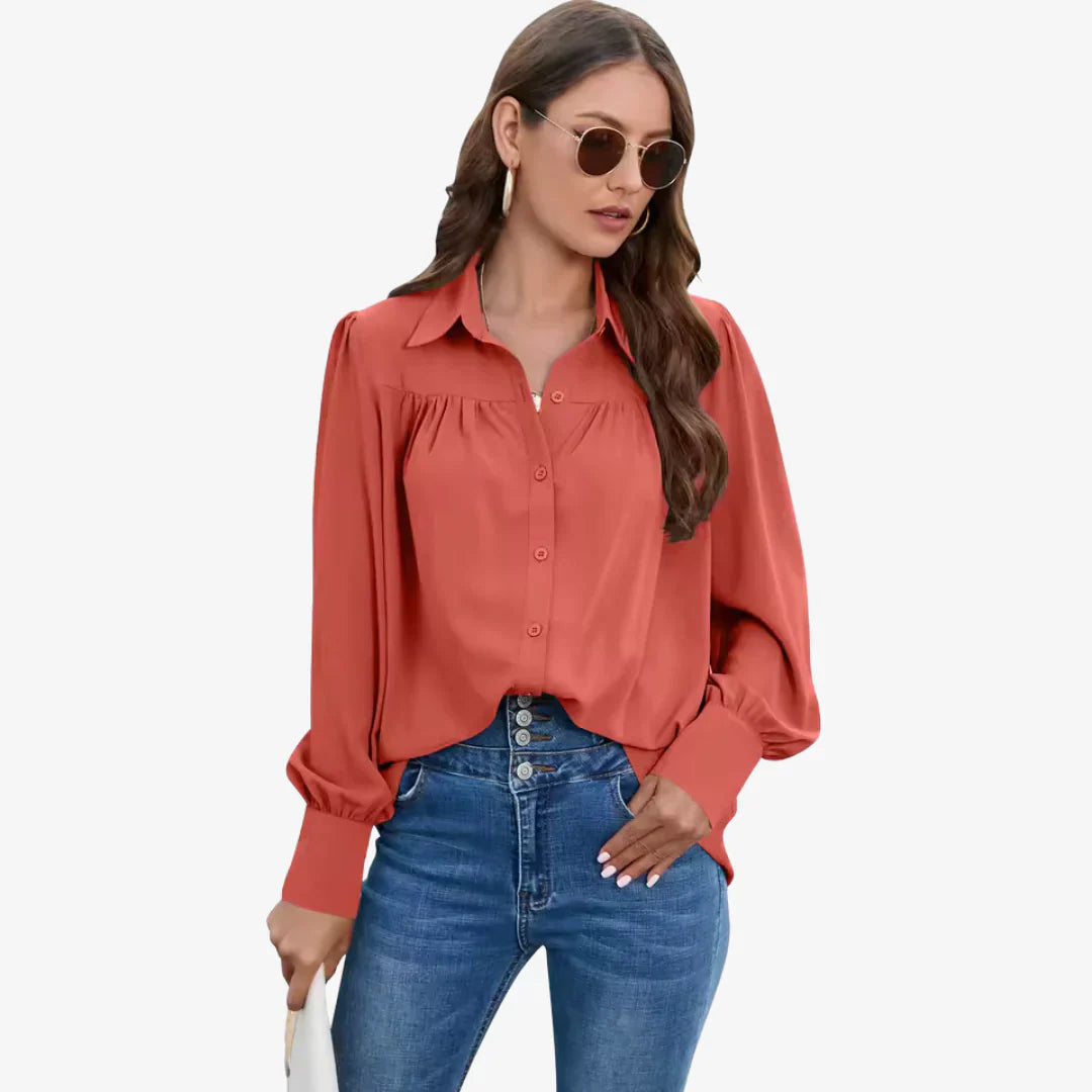 Bluse Damen mit Knopfleiste und langen Ärmeln