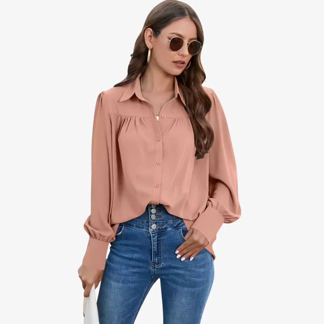Bluse Damen mit Knopfleiste und langen Ärmeln