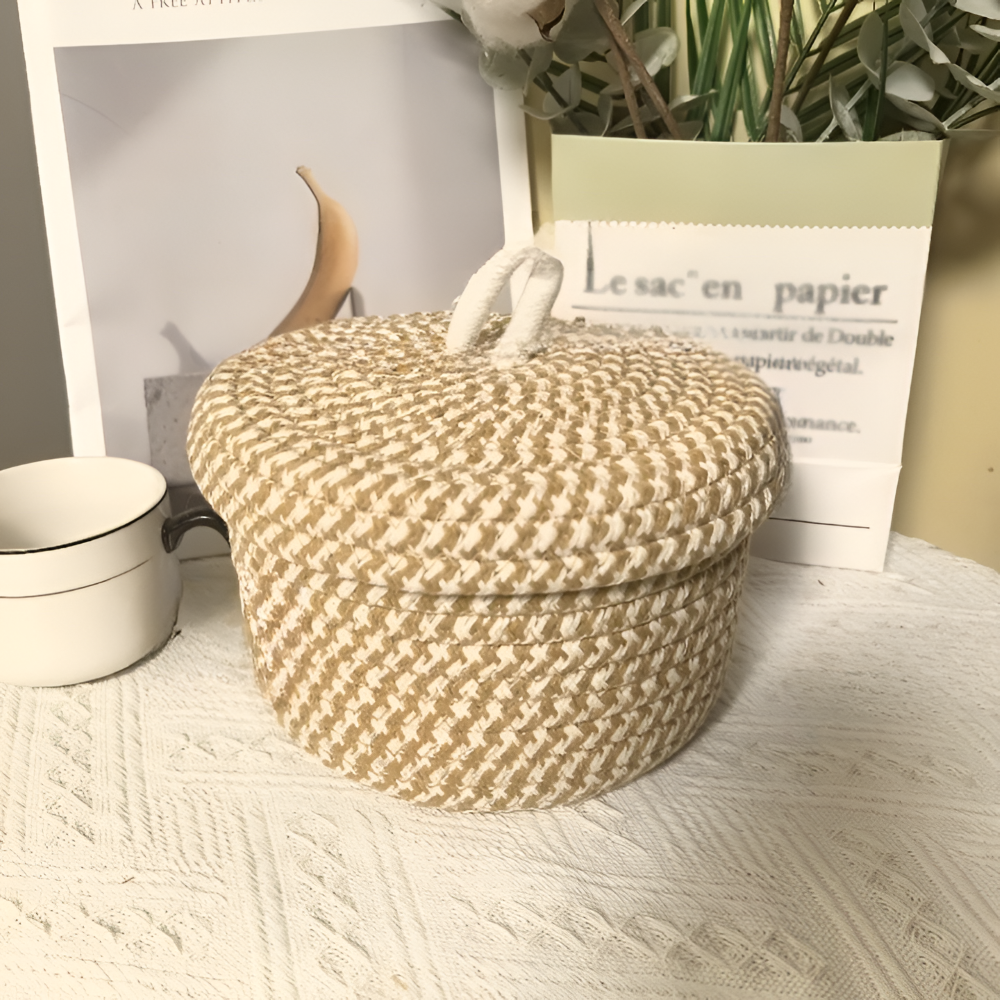 Gewebter Aufbewahrungskorb | Runder Aufbewahrungskorb | Handgewebte Boho | CasaWeave
