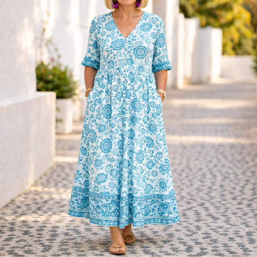 Elly - Elegantes Blumenkleid mit einem lässigen Flair