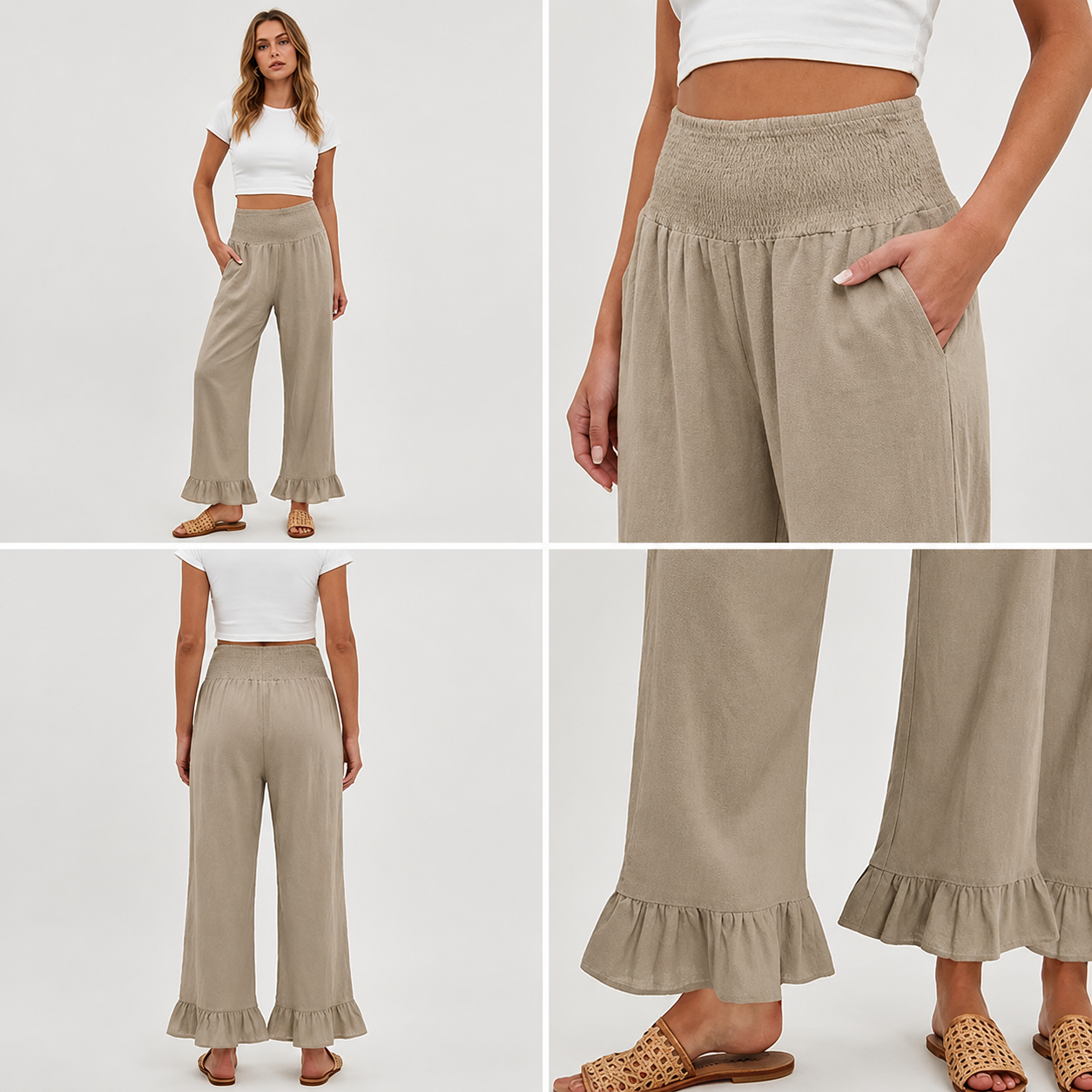 Moriom - Boho Lounge Hose Aus Baumwolle Mit Rüschen