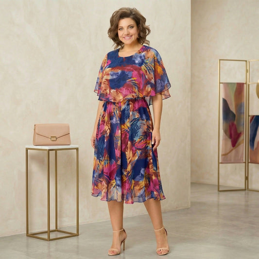 Irenen – Midi-Kleid aus Chiffon mit Blumenmuster