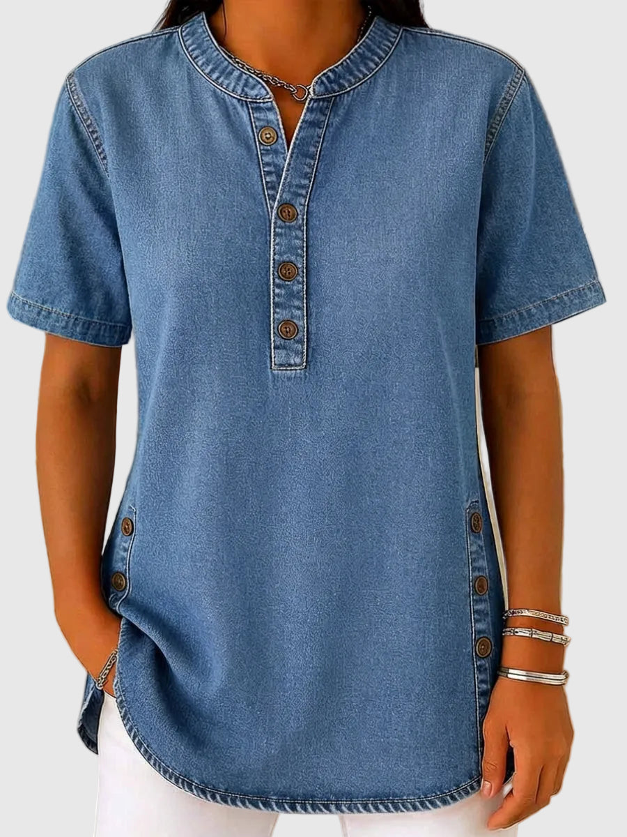 Julina – Jeansbluse Mit Lockerer Passform