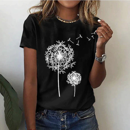 Grafik T-Shirt Damen Bedruckte Oberfläche mit Lockerer Passform
