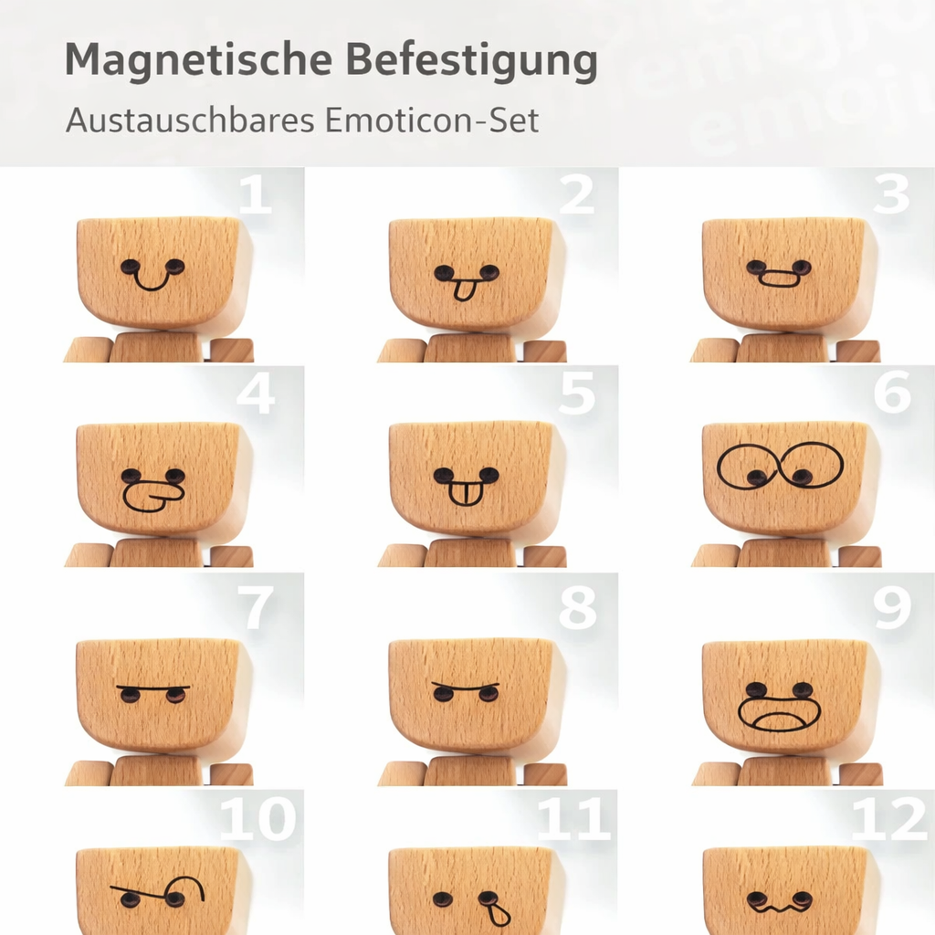 1+1 Gratis - Holz Deko Figur | Bewegliche Wippfunktion | Wechselbare Gesichter | WobbleWood