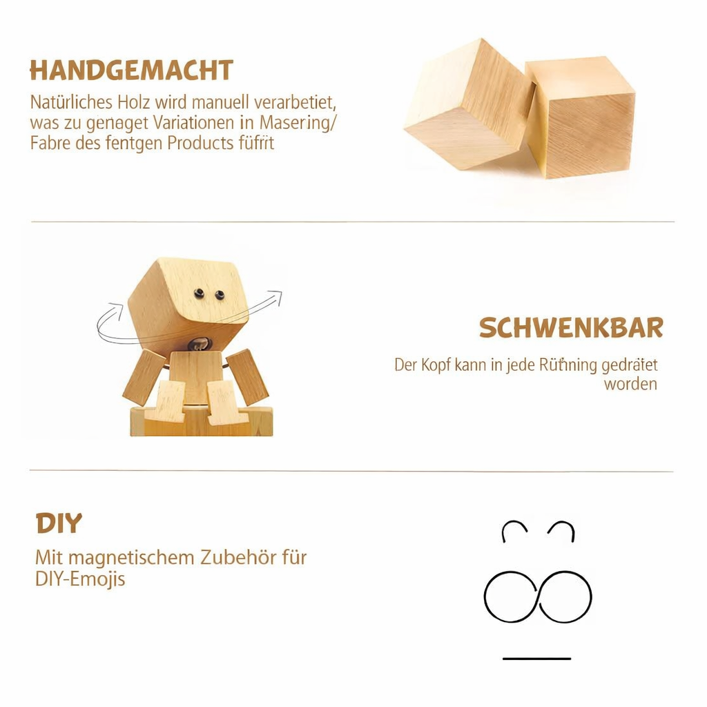 1+1 Gratis - Holz Deko Figur | Bewegliche Wippfunktion | Wechselbare Gesichter | WobbleWood