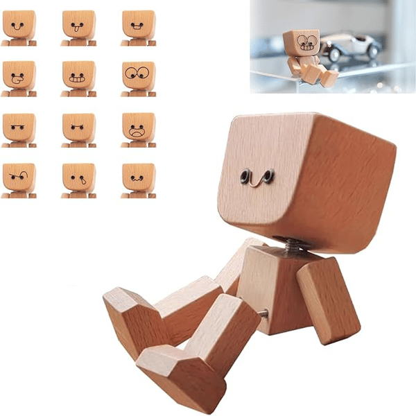 1+1 Gratis - Holz Deko Figur | Bewegliche Wippfunktion | Wechselbare Gesichter | WobbleWood